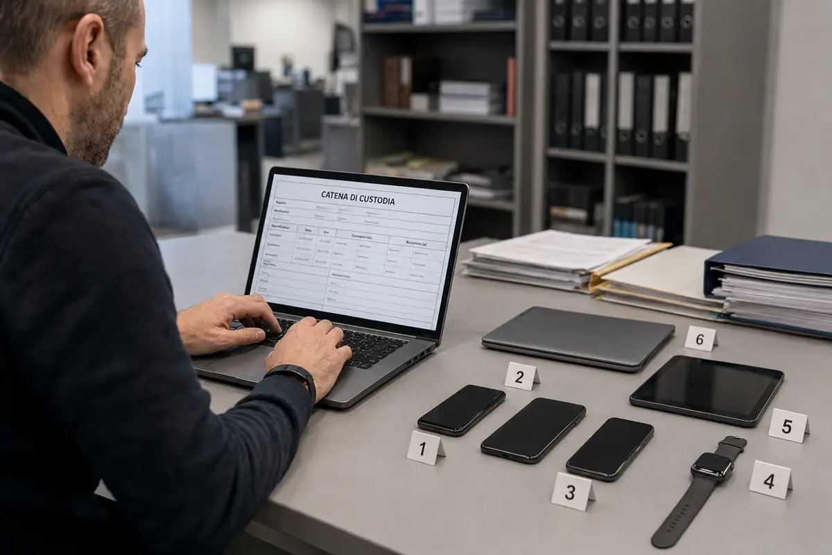 Compilazione della catena di custodia per smartphone, smartwatch, tablet e computer repertati